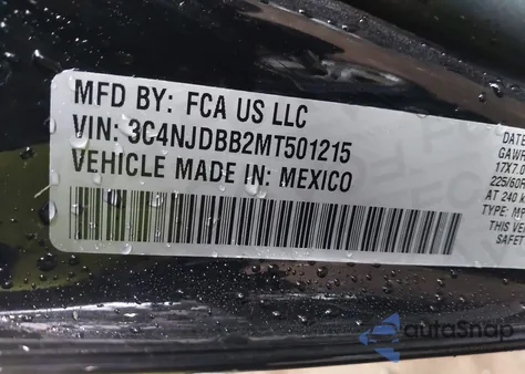 2021 Jeep Compass Latitude 4X4 из США, поврежденный, VIN 3C4NJDBB2MT501215